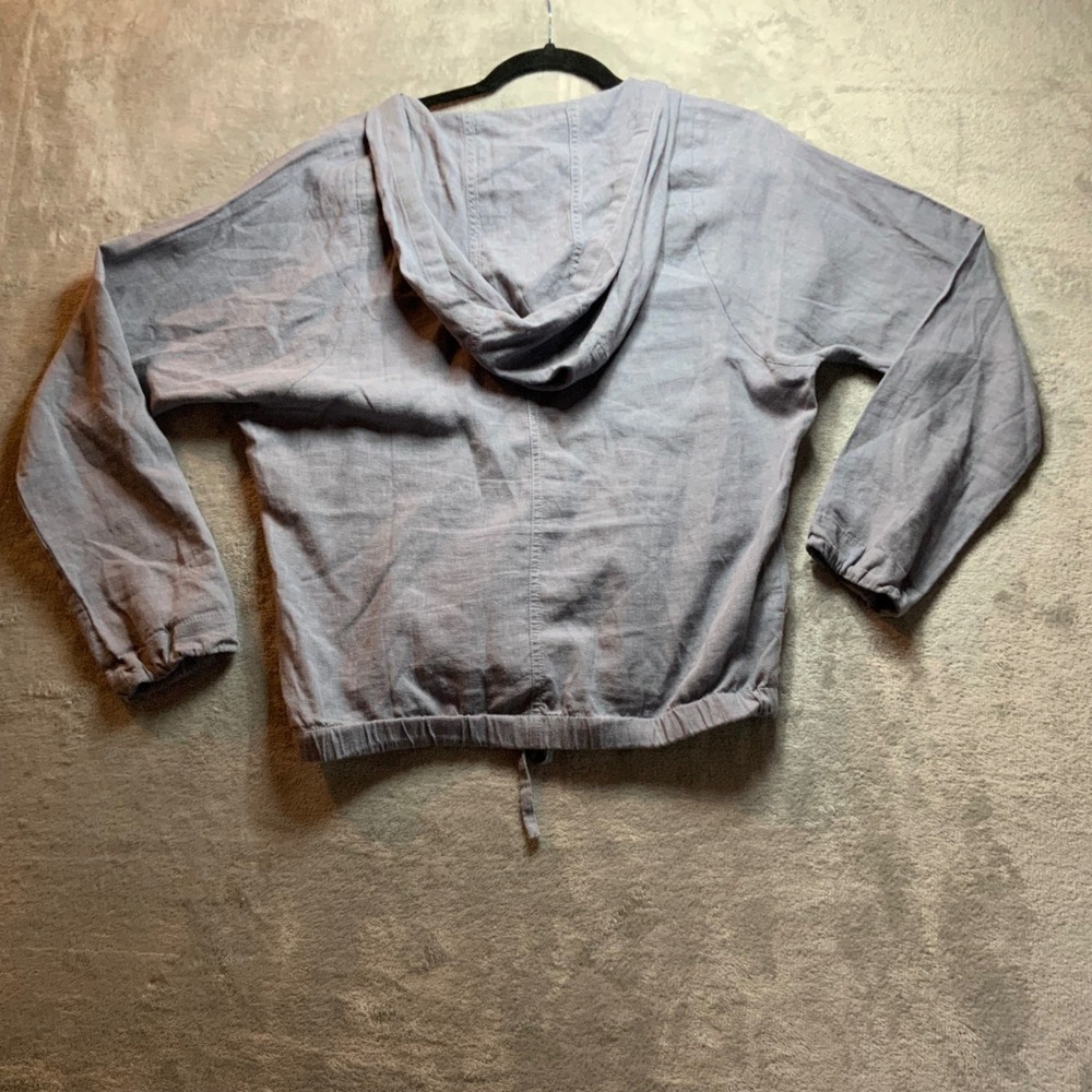 Prana Women XS Blue Hemp Tencel Lyocell Hooded Pullover Drawstring Top